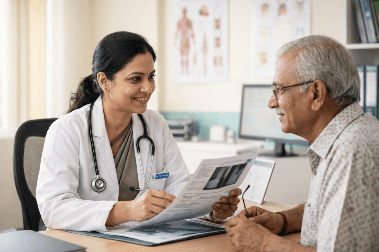 Patient and specialist together during a consultation